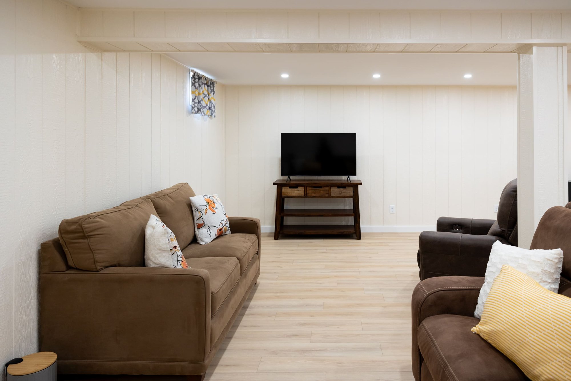 Family Room In Basement Remodel By True Craft Remodelers