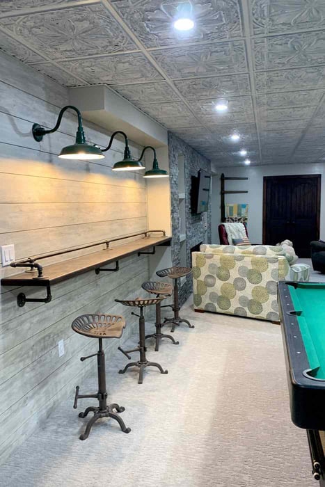 basement remodel with bar area in Central Illinois by True Craft Remodelers