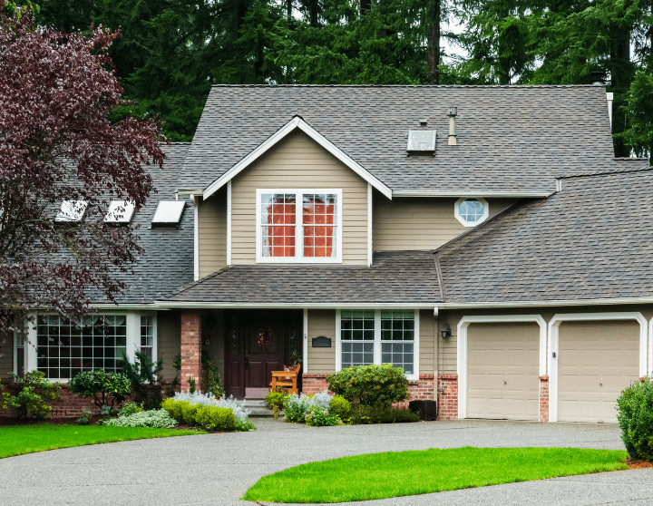 exterior of home with beige paneling