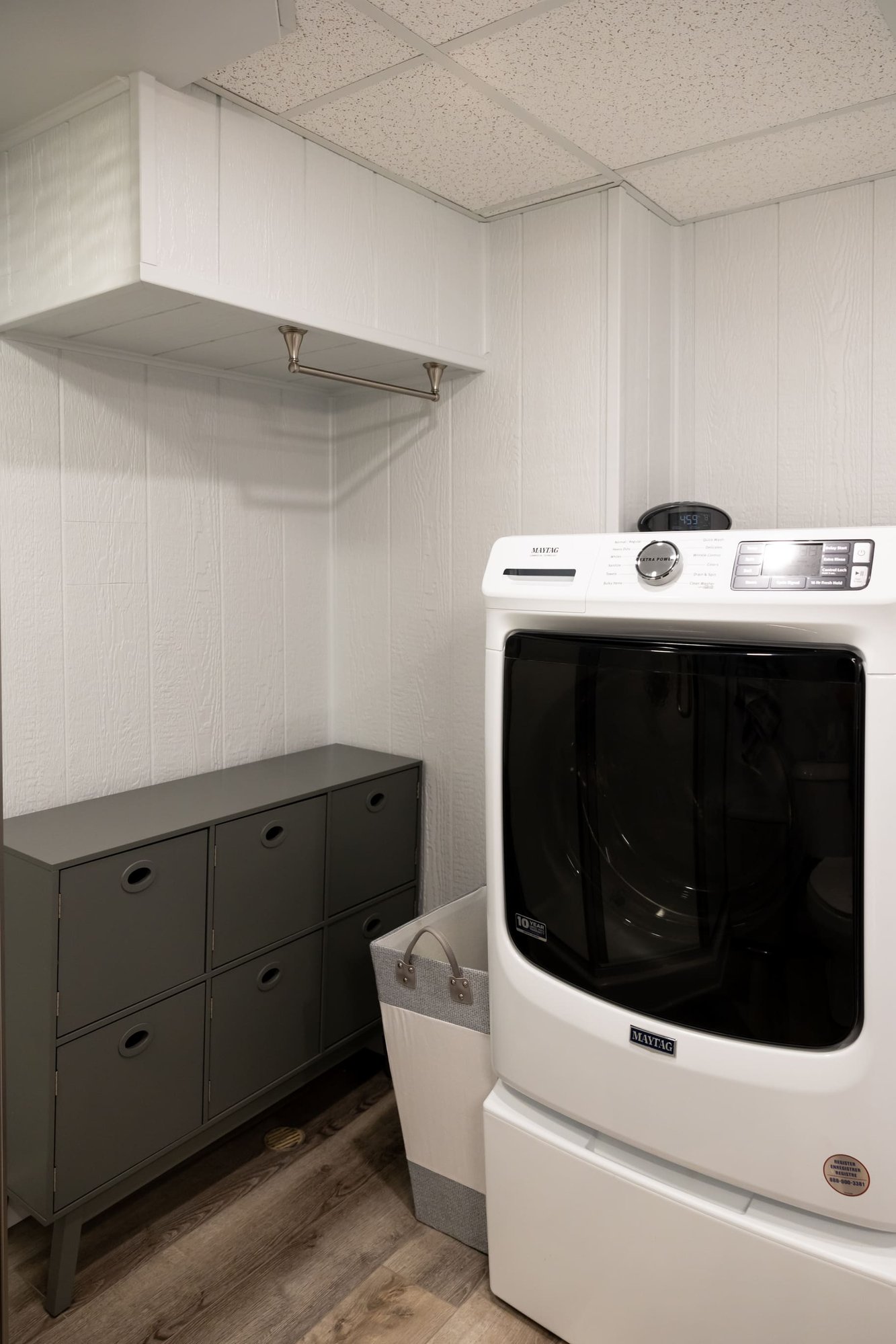 Laundry area in basement remodel