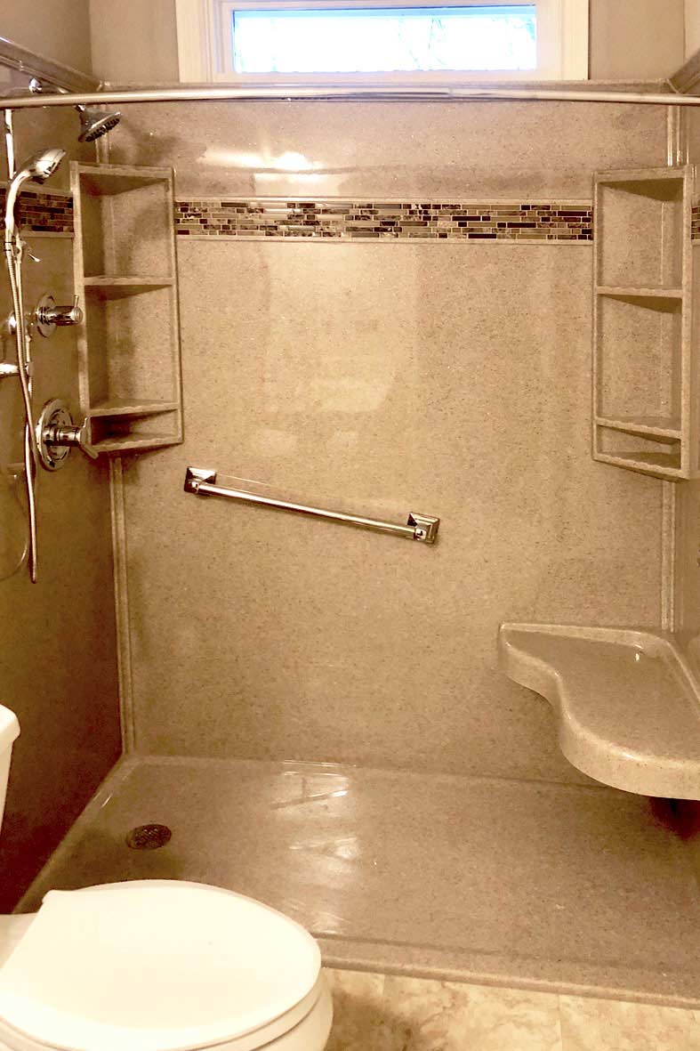 Age-in-place walk in shower & bath by True Craft Remodelrs in Illinois