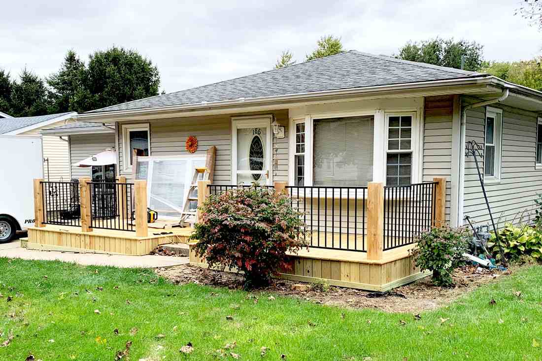 Amazing new front porch deck rebuilt by True Craft Remodelers
